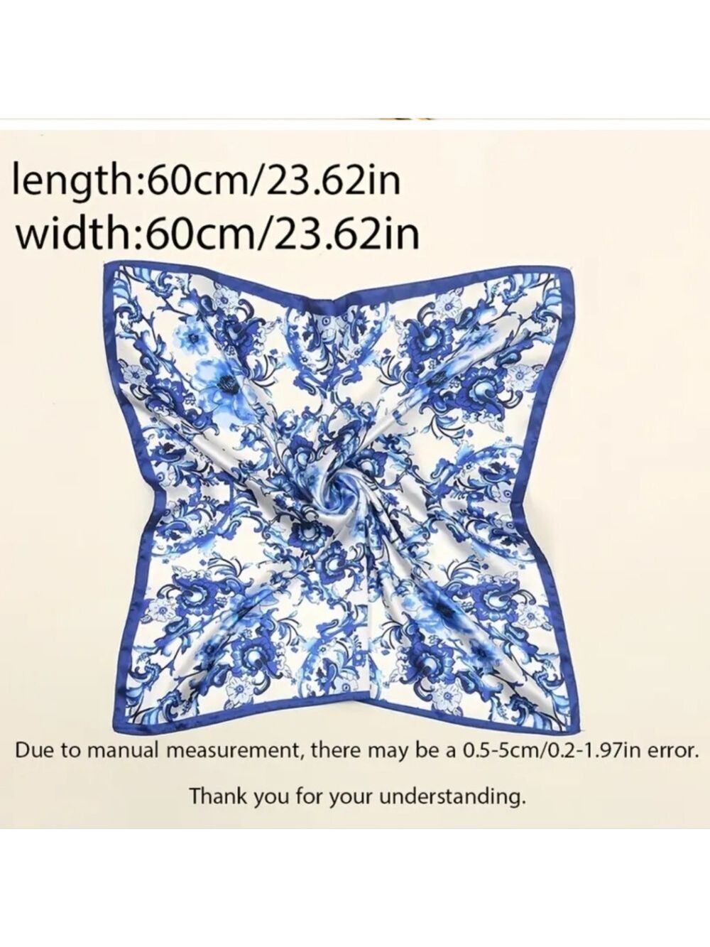 Blue FLORAL WOMANS SCARF POLYESTER - Picture 4 of 5